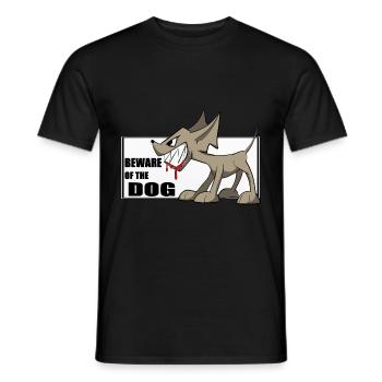 Drôle de chemise / autocollant de chien. Méfiez-vous du chien - T-shirt homme - noir - Devant - AI Model Male 178 light (178cm)
