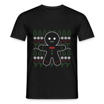 Bonhomme en pain d'épice Noël - T-shirt homme - noir - Devant - AI Model Male 178 light (178cm)