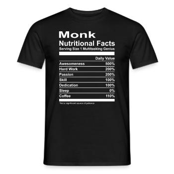 Monk Nutritional Facts T-Shirt - Männer T-Shirt - Schwarz - Vorne - AI Model Male 178 light (178cm)