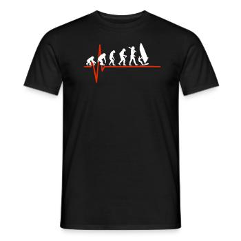 Windsurfing Heartbeat - EVOLUTION OF WINDSURFING - Männer T-Shirt - Schwarz - Vorne - AI Model Male 178 light (178cm)