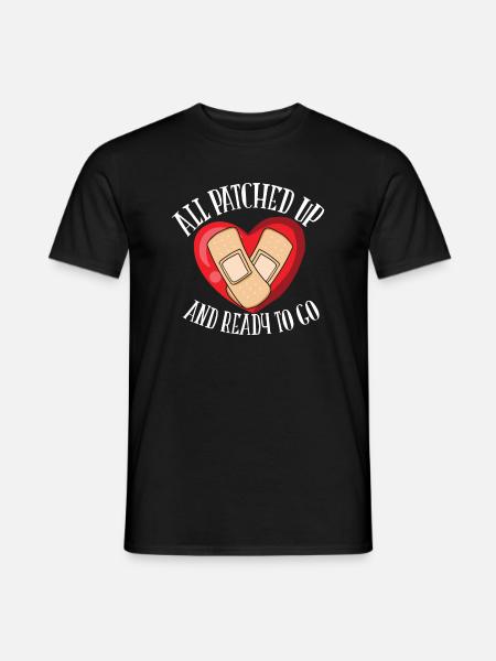 Herz OP Operation Heart Surgery All Patched Up - Men's T-Shirt - black