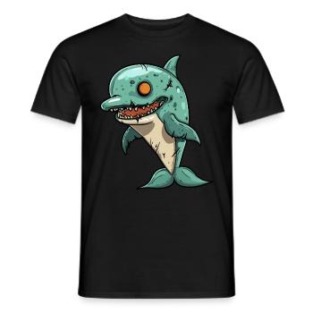 Delfin Halloween Lustig Zombie - Männer T-Shirt - Schwarz - Vorne - AI Model Male 178 light (178cm)
