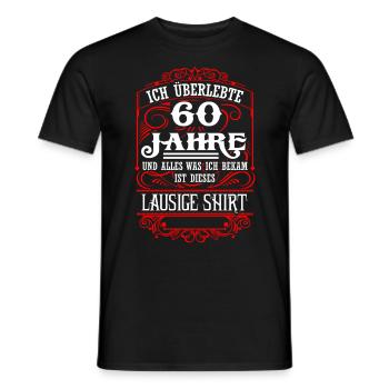 60. Geburtstag - Überlebt - Lausiges Shirt - DE - Männer T-Shirt - Schwarz - Vorne - AI Model Male 178 light (178cm)