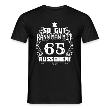 65 - anniversaire - bonne mine - DE - T-shirt homme - noir - Devant - AI Model Male 178 light (178cm)