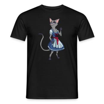 cat dirndl costume - Men's T-Shirt - black - Front - AI Model Male 178 light (178cm)