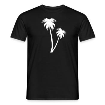 White palm on the beach - Men's T-Shirt - black - Front - AI Model Male 178 light (178cm)
