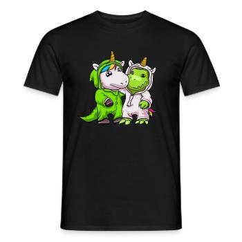 Cadeau pour bébé Dinosaur Unicorn Bestfriends - T-shirt homme - noir - Devant - AI Model Male 178 light (178cm)