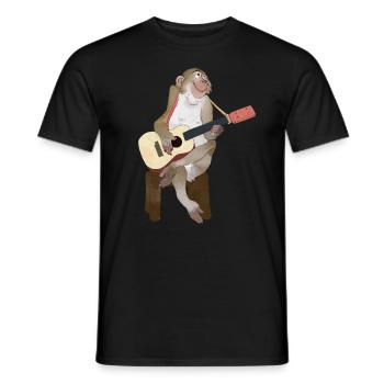 Guitare guitare acoustique Singe motif enfant cadeau - T-shirt homme - noir - Devant - AI Model Male 178 light (178cm)