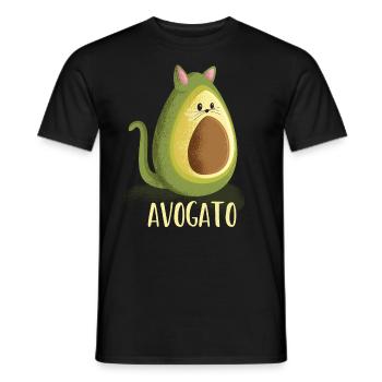 Cool funny vegan vegetarian Avocado cat present - Männer T-Shirt - Schwarz - Vorne - AI Model Male 178 light (178cm)