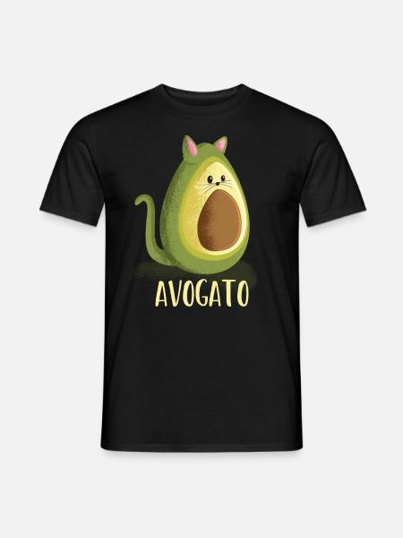 Cool funny vegan vegetarian Avocado cat present - T-shirt homme - noir