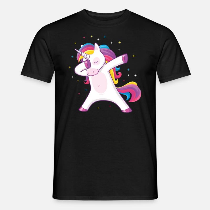 dabbing unicorn - Männer T-Shirt - Schwarz