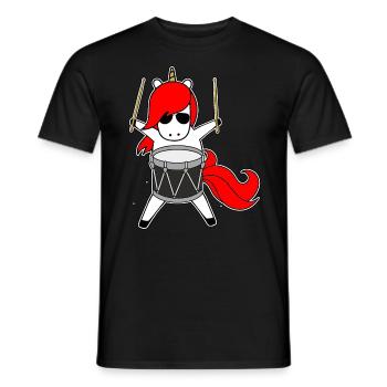 Drummer Einhorn - Einhorn liebt Schlagzeug - Männer T-Shirt - Schwarz - Vorne - AI Model Male 178 light (178cm)