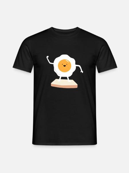 Fried egg oeuf oeuf au plat toast protein - T-shirt homme - noir