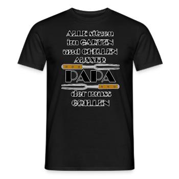 Funny barbecue saying - Dad chilling out a barbecue - Men's T-Shirt - black - Front - AI Model Male 178 light (178cm)