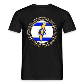 Israel flag map - Men's T-Shirt - black - Front - AI Model Male 178 light (178cm)