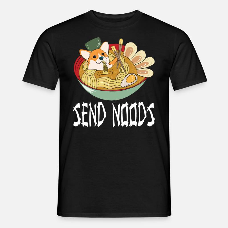 Corgi aime Ramen - T-shirt homme - noir