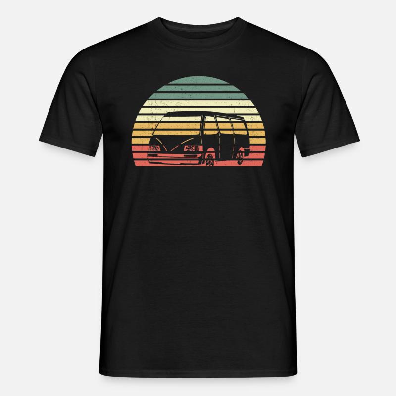 Retro Campervan Vintage Caravan Camping Van - Männer T-Shirt - Schwarz