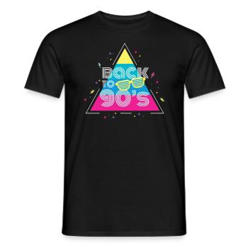 Retour aux années 90 - tenue des années 90, costume des années 90, partie devise - T-shirt homme - noir - Devant - AI Model Male 178 light (178cm)