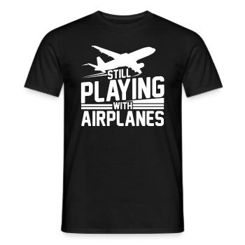 Airplane pilot gift I aviation aviator - Men's T-Shirt - black - Front - AI Model Male 178 light (178cm)