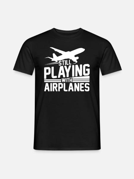 Airplane pilot gift I aviation aviator - Men's T-Shirt - black
