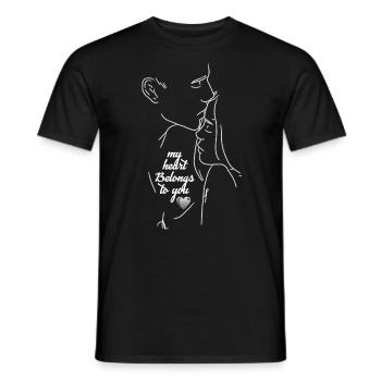 Couple romantique amoureux dessin cadeau pour ver - T-shirt homme - noir - Devant - AI Model Male 178 light (178cm)