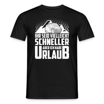 Camper Bus Van Geschenk I Caravan Camping - Männer T-Shirt - Schwarz - Vorne - AI Model Male 178 light (178cm)