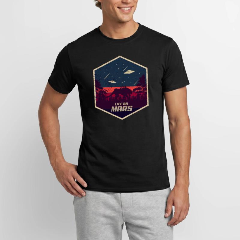 Mars Tiger Alien Pluto Planet UFO Outer Space Space Men's T-Shirt