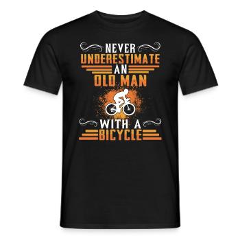 Never underestimate an old man on a bicycle - Men's T-Shirt - black - Front - AI Model Male 178 light (178cm)