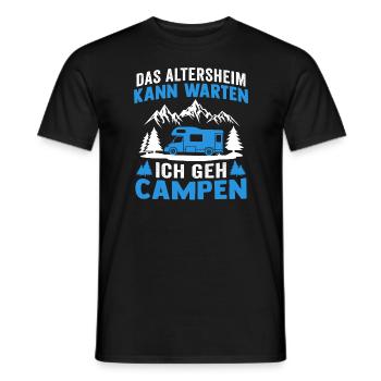 das altersheim kann warten ich geh campen - Männer T-Shirt - Schwarz - Vorne - AI Model Male 178 light (178cm)