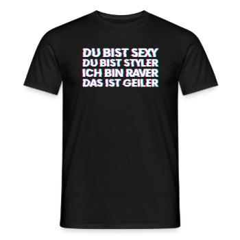 Techno Rave Hardtekk Gabber DJ EDM Raver - Männer T-Shirt - Schwarz - Vorne - AI Model Male 178 light (178cm)