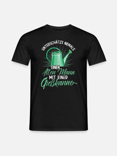 Alter Mann mit einer Gießkanne - Männer T-Shirt - Schwarz