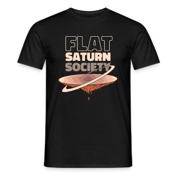 Flat Saturn Society | Universum - Space - Rocket - Männer T-Shirt - Schwarz - Vorne - AI Model Male 178 light (178cm)