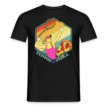 Tennis Pizza Raquette de tennis coup femme fille - T-shirt homme - noir - Devant - AI Model Male 178 light (178cm)