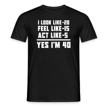 Gift 40th Birthday - Fortieth 40 years old - Men's T-Shirt - black - Front - AI Model Male 178 light (178cm)