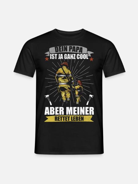 Feuerwehr Papa Rettet Leben Feuerwehrmann Geschenk - Männer T-Shirt - Schwarz