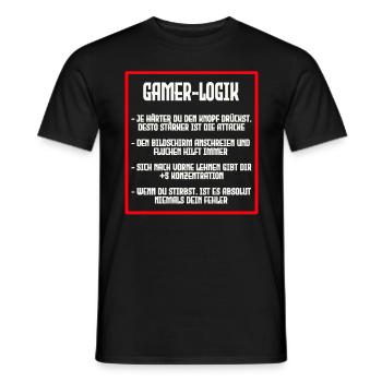 GAMER LOGIC - Men's T-Shirt - black - Front - AI Model Male 178 light (178cm)