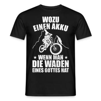 Downhill Wozu Einen Akku MTB Fahrer Mountainbike - Männer T-Shirt - Schwarz - Vorne - AI Model Male 178 light (178cm)