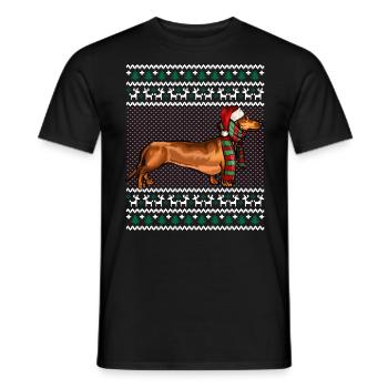 Noël Brown Dachshund Dog Santa Hat Ugly Christmas - T-shirt homme - noir - Devant - AI Model Male 178 light (178cm)