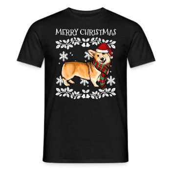 Frohe Weihnachten Ornament Pembroke walisischen Corgi Weihnachten - Männer T-Shirt - Schwarz - Vorne - AI Model Male 178 light (178cm)