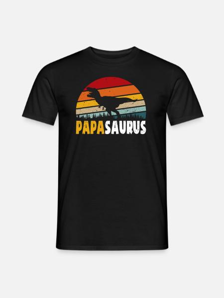 Fête des pères Papa Papasaurus Idée cadeau - T-shirt homme - noir