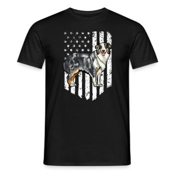 Black White American Flag Berger australien 4ème - T-shirt homme - noir - Devant - AI Model Male 178 light (178cm)