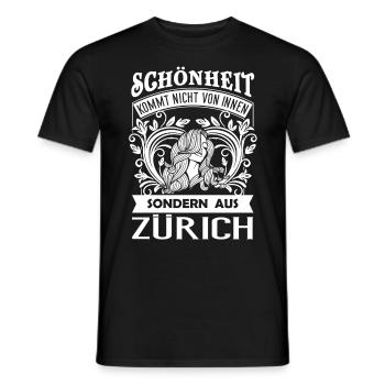 Schönheit kommt aus Zürich – CH - Männer T-Shirt - Schwarz - Vorne - AI Model Male 178 light (178cm)