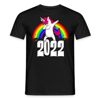 Dabbing Unicorn 2022 Rainbow Drôle Nouvel An - T-shirt homme - noir - Devant - AI Model Male 178 light (178cm)