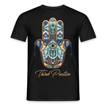 think positive hamsa hand fatima yoga buddha - Männer T-Shirt - Schwarz - Vorne - AI Model Male 178 light (178cm)