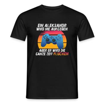 Ein aleksandr wird nie aufgeben - Männer T-Shirt - Schwarz - Vorne - AI Model Male 178 light (178cm)