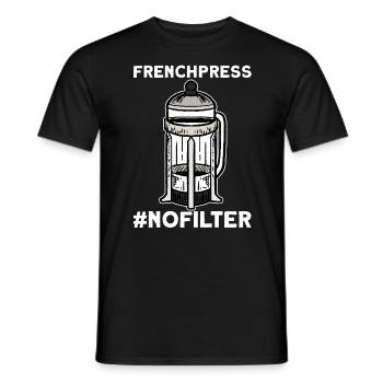 French Press #nofilter coffee T-Shirt - Men's T-Shirt - black - Front - AI Model Male 178 light (178cm)