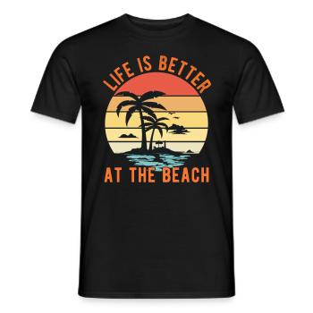 Das Leben ist besser am Strand - Retro Sonnenuntergang - Männer T-Shirt - Schwarz - Vorne - AI Model Male 178 light (178cm)