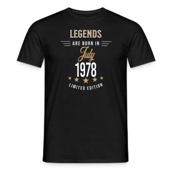 Legends are born in July 1978 - T-shirt homme - noir - Devant - AI Model Male 178 light (178cm)