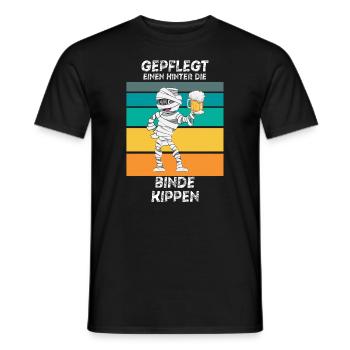 Gepflegt einen hinter die Binde kippen Bier Mumie - Männer T-Shirt - Schwarz - Vorne - AI Model Male 178 light (178cm)