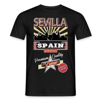 Séville Espagne City Skyline Vintage Rétro - T-shirt homme - noir - Devant - AI Model Male 178 light (178cm)